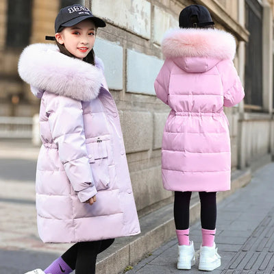 2024 Winter Thicken warm Down jacket Girls clothing kids toddler girl clothes Parka Hooded Children Outerwear Coats snow suit