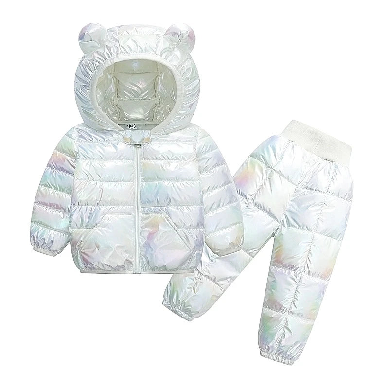 Toddler Winter Baby Girls Boys Clothing Sets Warm Faux Down Jacket Clothes Sets Children Kids Snowsuit Coats Vest Pants Overalls