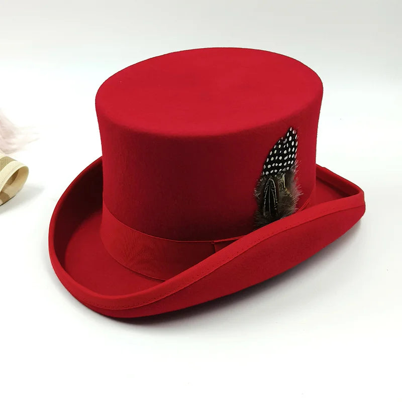 Men Top hat Magician Presidential high hat British jazz top hats male gentleman flat felt hat 2024 sombrero de copa británico