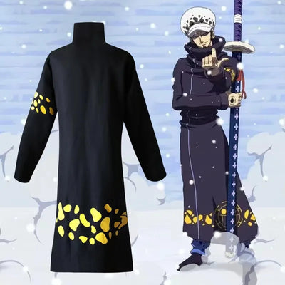 Anime One Piece Trafalgar D. Water Law Long Windbreaker Cosplay Costume Man Halloween Costume Trafalgar Coat Windbreaker Jacket