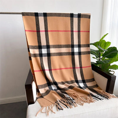 Luxury brand Winter Plaid Cashmere Like Blanket Scarf Design Thick Warm Pashmina Shawl Wraps With Tassel Poncho Stoles Echarpe