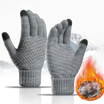 Women Men Warm Winter Touch Screen Gloves Stretch Classical Knit Mittens Wool Full Finger Outdoor Cycling Driving Glove