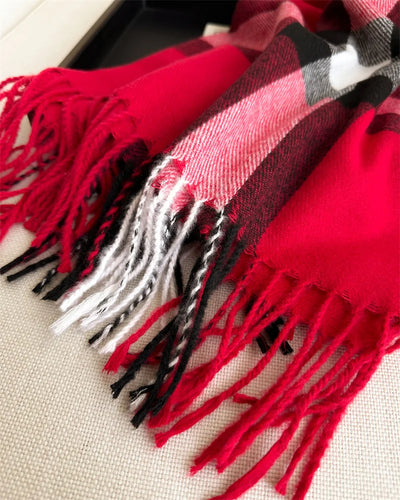 Luxury brand Winter Plaid Cashmere Like Blanket Scarf Design Thick Warm Pashmina Shawl Wraps With Tassel Poncho Stoles Echarpe