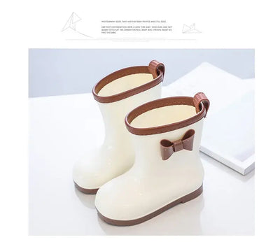 Kids Rain Boots Bowknot Princess Girl's Boot PVC Waterproof Non-slip Rubber Boots for Children Outdoor Toddler Water Shoes 장화