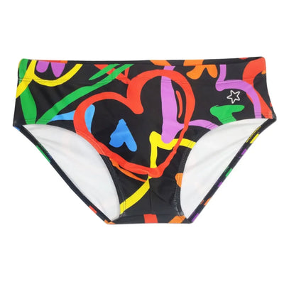 2024 Colored Hearts Push Up Swimwear Men Swimming Briefs Sexy UXH Bikini Swimsuit Men Swim Wear Trunk Beach Surfing Bathing Suit