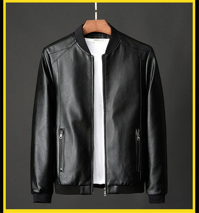 Autumn New Men Leather Coat Korean Fashion Leather Sheepskin Men Leather Jacket Trend Casual Fit Slim Baseball Clothes