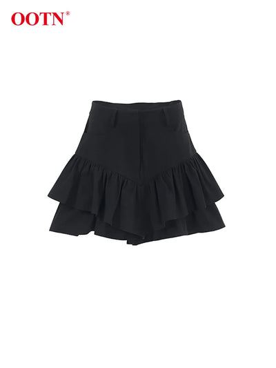 OOTN Street Black High Waist Shorts Skirts Summer Sexy Mini Shorts Female Spring Casual Cotton Linen Zipper Shorts Women 2024