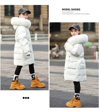 2024 Winter Thicken warm Down jacket Girls clothing kids toddler girl clothes Parka Hooded Children Outerwear Coats snow suit