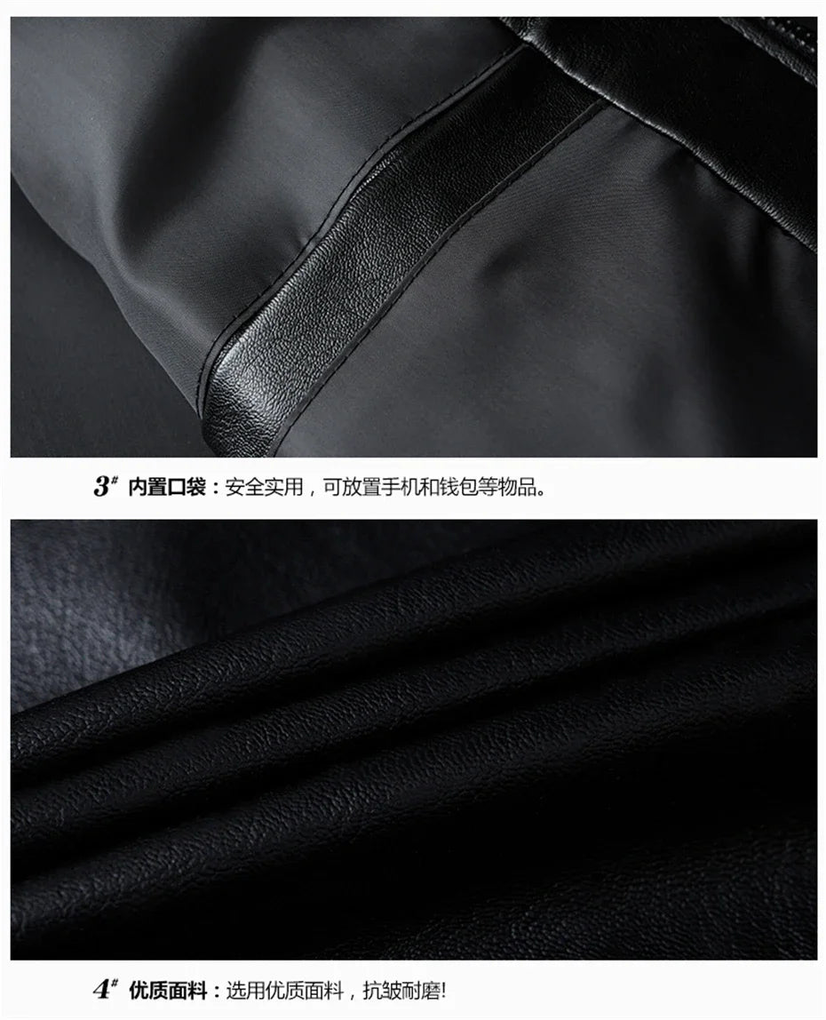 Autumn New Men Leather Coat Korean Fashion Leather Sheepskin Men Leather Jacket Trend Casual Fit Slim Baseball Clothes