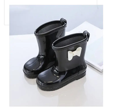 Kids Rain Boots Bowknot Princess Girl's Boot PVC Waterproof Non-slip Rubber Boots for Children Outdoor Toddler Water Shoes 장화