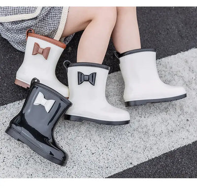 Kids Rain Boots Bowknot Princess Girl's Boot PVC Waterproof Non-slip Rubber Boots for Children Outdoor Toddler Water Shoes 장화