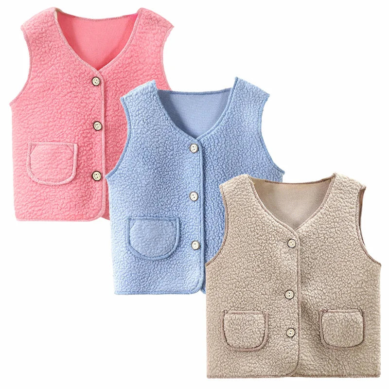 0-6Y Autumn Winter Kid Vest  Fur Girl Boy Baby Waistcoat Kids Jackets Children Clothes Snow Outfit Sleeveless Vest Toddler Wool