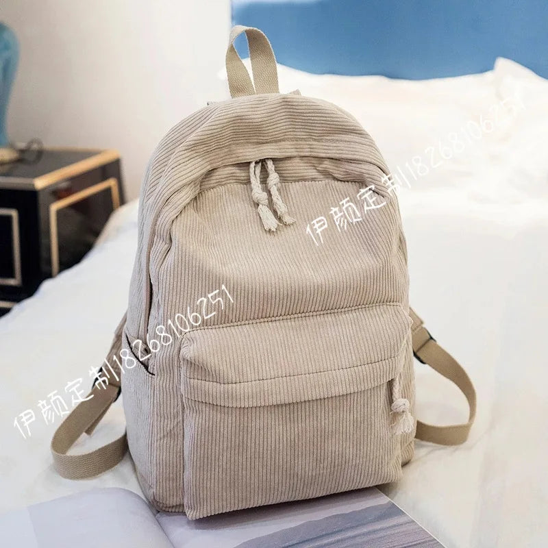 Schoolbag Female K-style Kaibo Harajuku ulzzang High School Student Personalized Corduroy Preppy Style Backpack Female Backpack