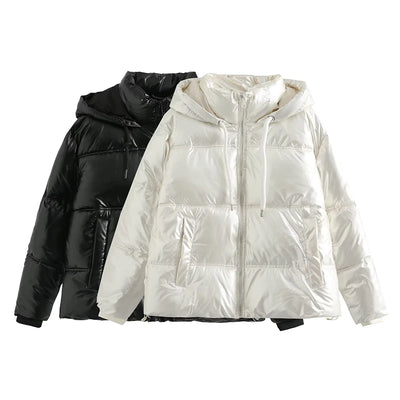 Women's Winter Cold Coat Promotion Women Elegant Hooded Anorak Cotton Jacket Warm Parkas Overcoat Female Black White Clothing