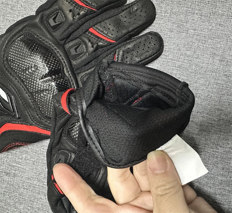 Motorcycle Gloves Black Racing Genuine Leather Motorbike White Road Riding Team Glove Men Summer Winter Touch Screen