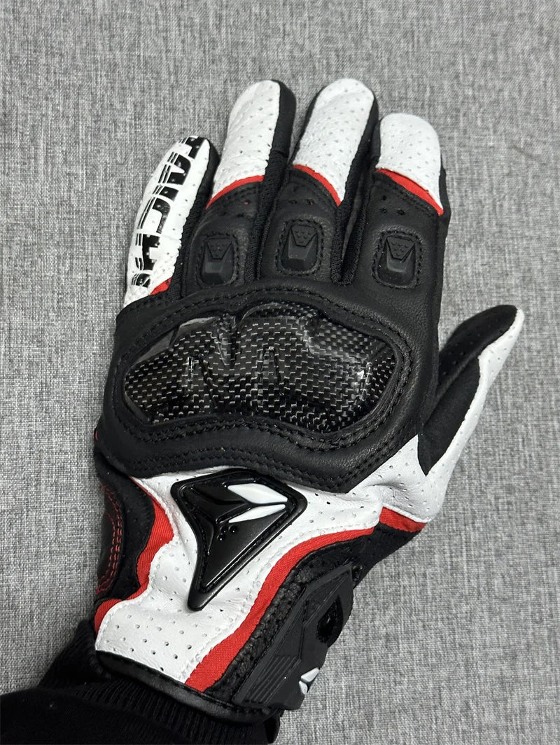 Motorcycle Gloves Black Racing Genuine Leather Motorbike White Road Riding Team Glove Men Summer Winter Touch Screen