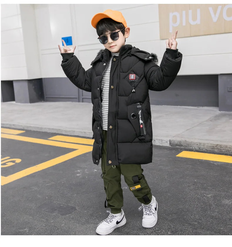 2023 Children Warm Clothing toddler boy Clothes Teen Down Cotton Padded Winter Jackets Hooded Coat Thicken Outerwear Kids Parka