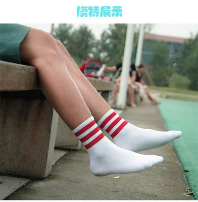 New Men/Women 3 Three Stripes Cotton Socks Retro Old School  Hiphop Skate Long Short  Meias  Harajuku White Black Winter Cool