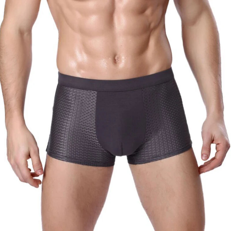 4 Pcs/Lot Men's Boxer Briefs Cool Breathable Comfortable Mesh Bamboo Fiber Soft Fashion Gifts Plus Size Men's Shorts Underwear