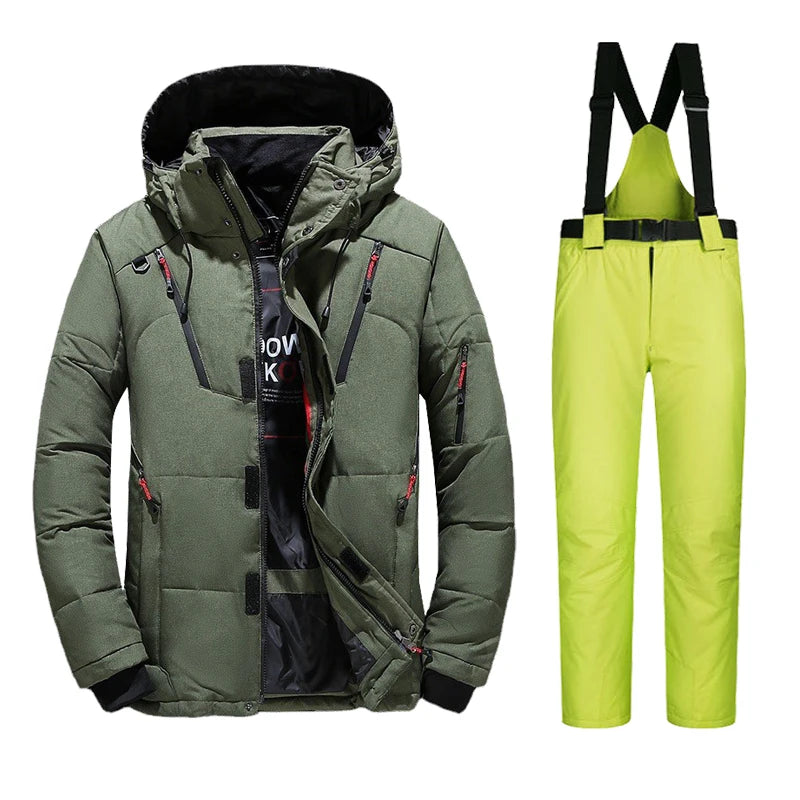 New Ski Suit Men Winter Snow Parkas Warm Windproof Outdoor Sports Skiing Down Jackets and Pants Male Snowboard Wear Overalls