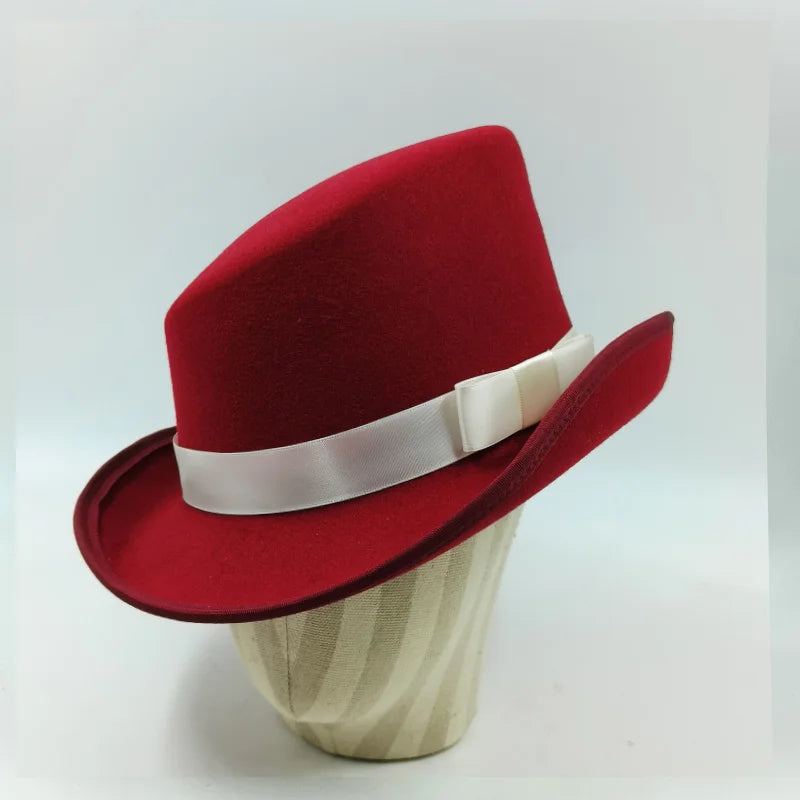 Men Top hat Magician Presidential high hat British jazz top hats male gentleman flat felt hat 2024 sombrero de copa británico