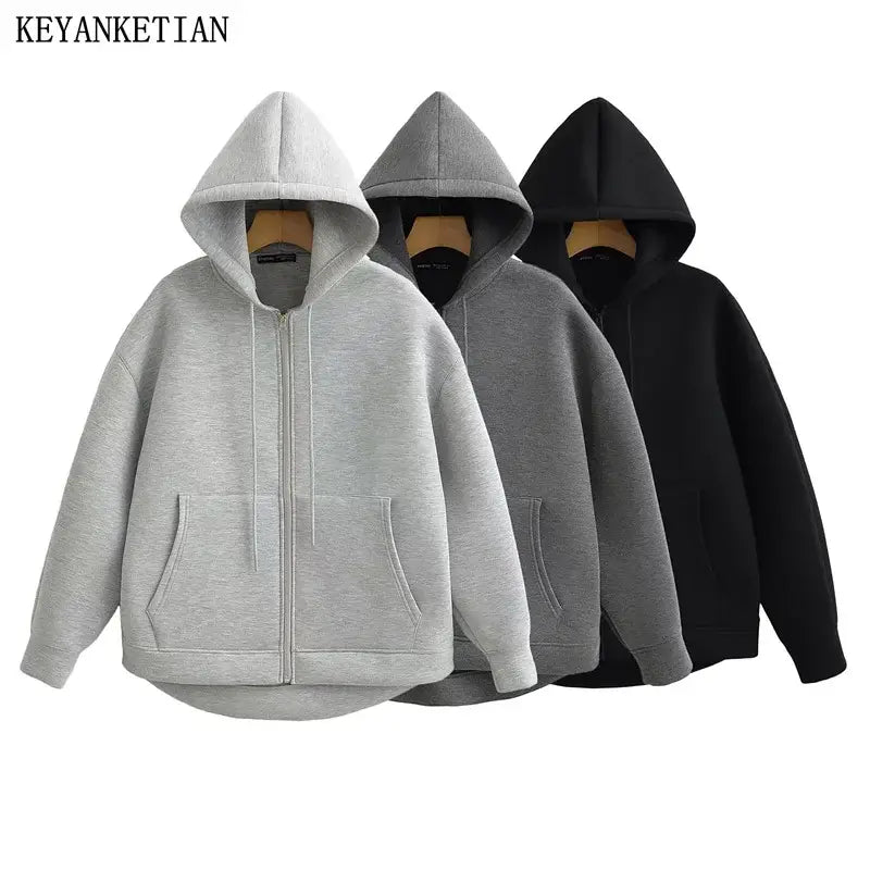 Unisex style Double Pockets Oversize Loose Sweatshirts Outerwear Top