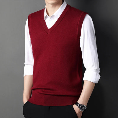 Men's Solid Color Sweater Vest Casual Fashion Warm Top