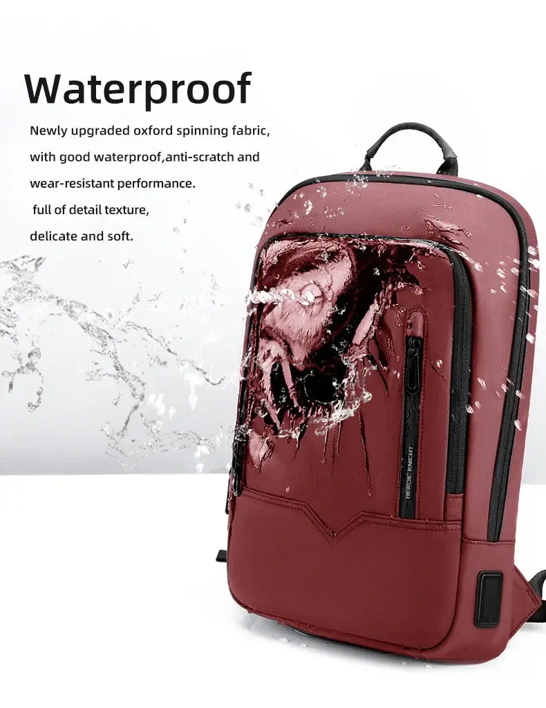 HK Business Slim Backpack For Men Water Resistant 15.6 inch Laptop Bag With USB Charger Light Weight Travel Bag for Work Office