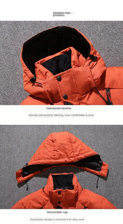 Down Jacket Men White Duck Winter Coat Windproof Warm Parkas Travel Camping Overcoat New in Thicken Solid Color Hooded Clothing