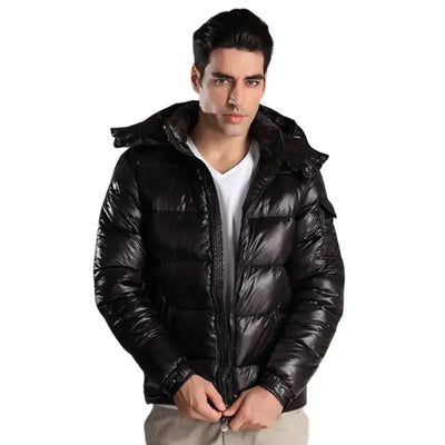 Down Jacket Men's Hooded Winter Down Jacket Detachable Hat White Goose Down Filled Warm Casual Jacket Men Winter Jacket   Jacket