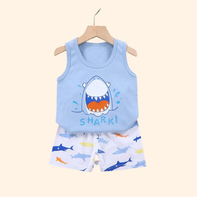 2PCS Children Sets Kids Clothes Vest Suit  Summer Children Clothing baby Cotton T-Shirts Shorts Tank Top  Boys Girls Sleeveless