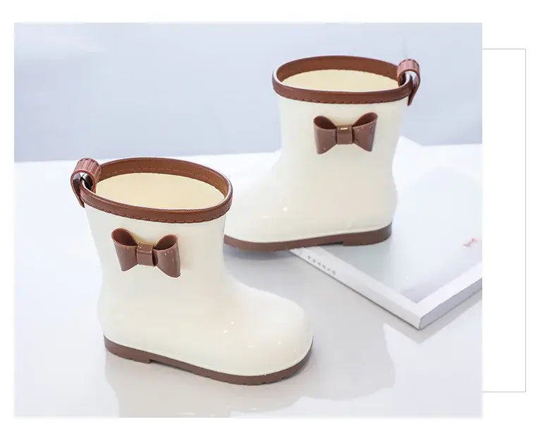 Kids Rain Boots Bowknot Princess Girl's Boot PVC Waterproof Non-slip Rubber Boots for Children Outdoor Toddler Water Shoes 장화