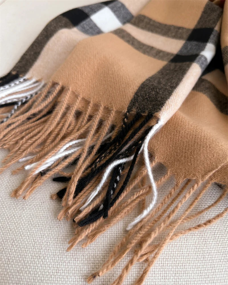 Luxury brand Winter Plaid Cashmere Like Blanket Scarf Design Thick Warm Pashmina Shawl Wraps With Tassel Poncho Stoles Echarpe