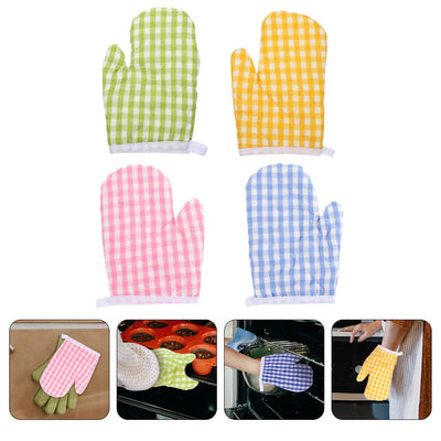 4 Pcs Children's Oven Mitts Kids Toys Kitchen Gloves Thicken Hot for Cooking Polyester Toddler Heat Insulated Baking