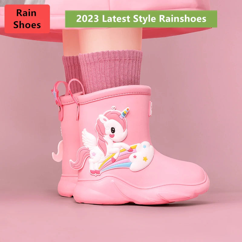 2024 HOT Children Shoes Toddler Infant Kids Baby Boys Girls PVC Rain Boots Waterproof Non-Slip Shoes Kids Shoes Bota Infantil