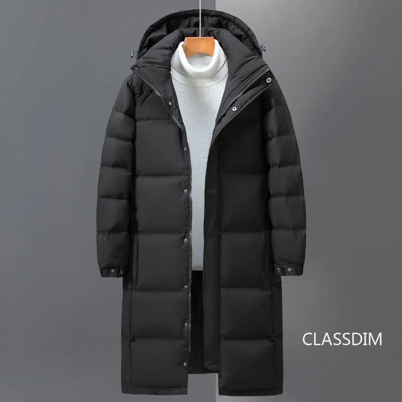 New Winter Men Long Puffer Jackets Hooded Casual Duck Down Coats Quality Male Outdoor Windproof Warm Winter Parkas Mens Clothing