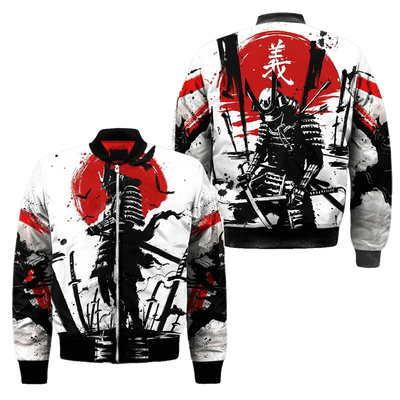 Spring Autumn Mens Bomber Jacket Samurai Oni Mask Tattoo 3D All Over Printed Zip Tracksuits Unisex Casual Zipper Jacket Clothing