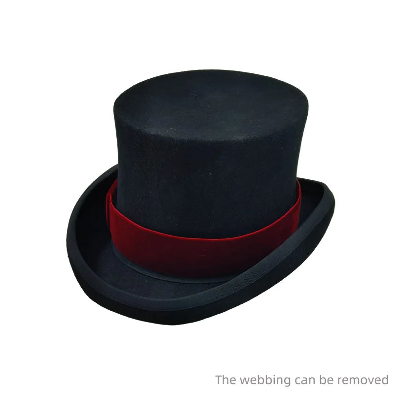 Men Top hat Magician Presidential high hat British jazz top hats male gentleman flat felt hat 2024 sombrero de copa británico