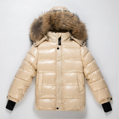 2024 Children Boy Winter Down Jacket Real Fur Waterproof Shiny Girl Winter Coat 1-14 Year Kids Teenager Outerwear Toddler Outfit