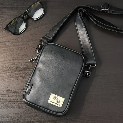 Men's Cross Shoulder Bag Small Crossbody Bags for Man 2024 Leather Fashion Sling Messenger Mobile Phone Bags Mini Male Handbag