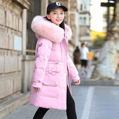 2024 Winter Thicken warm Down jacket Girls clothing kids toddler girl clothes Parka Hooded Children Outerwear Coats snow suit