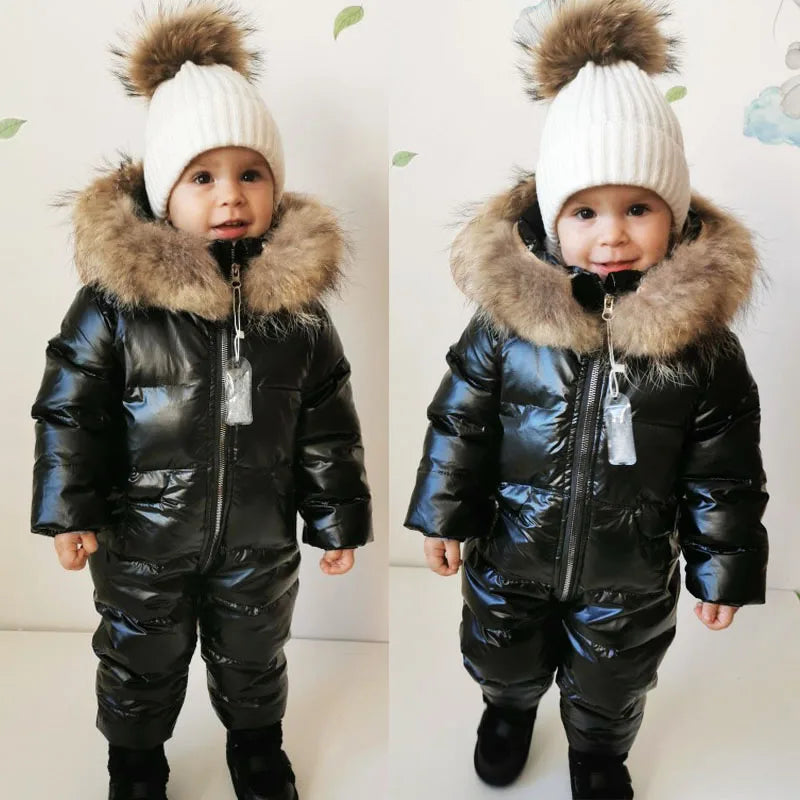 Winter Jumpsuit Overalls for Girls Children Thick Ski Suit Boys Duck Down Jacket Toddler Baby Snowsuits Outerwear Warm Coat 0-3Y