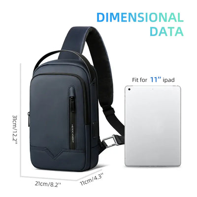 Heroic Knight Business Large Capacity Crossbody Bag For Men Waterproof Travel Shoulder Bag 11" IPad USB Charging Male Chest Pack