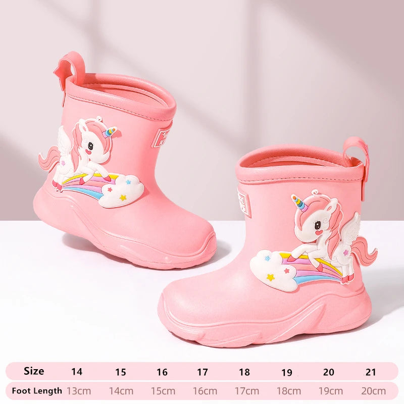 2024 HOT Children Shoes Toddler Infant Kids Baby Boys Girls PVC Rain Boots Waterproof Non-Slip Shoes Kids Shoes Bota Infantil