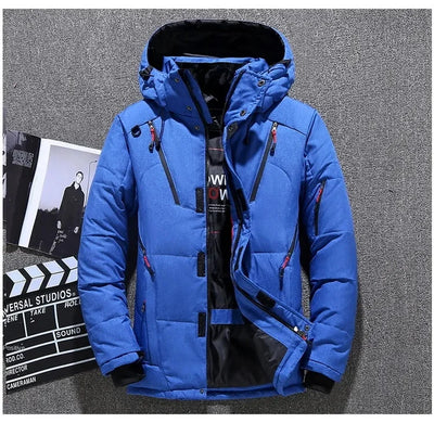 Down Jacket Men White Duck Winter Coat Windproof Warm Parkas Travel Camping Overcoat New in Thicken Solid Color Hooded Clothing