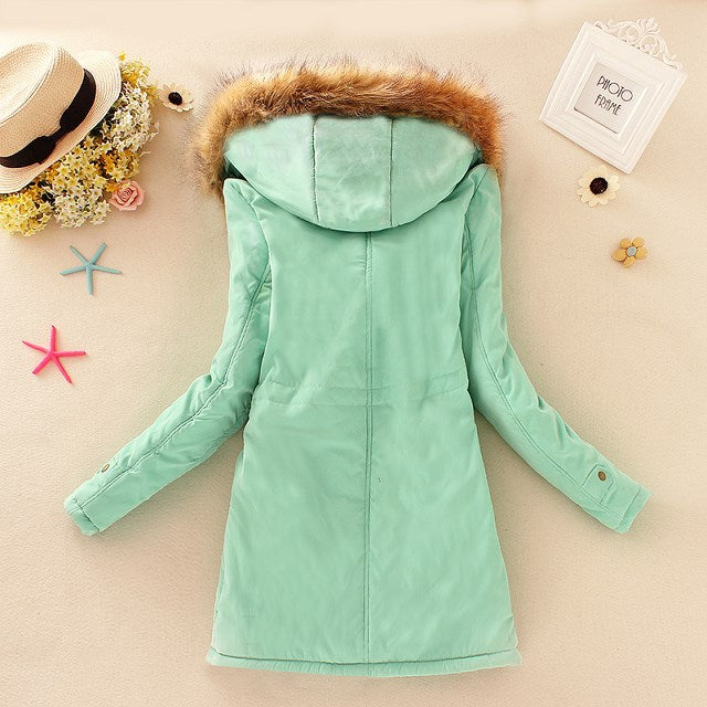 2024 New Autumn Winter Women Cotton Jacket Padded Casual Slim Coat Emboridery Hooded Parkas Wadded Warm Overcoat