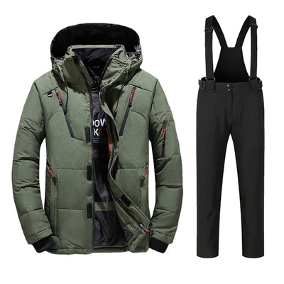 New Ski Suit Men Winter Snow Parkas Warm Windproof Outdoor Sports Skiing Down Jackets and Pants Male Snowboard Wear Overalls