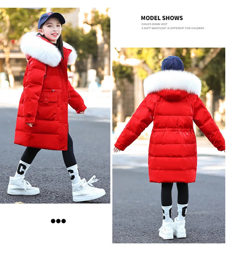 2024 Winter Thicken warm Down jacket Girls clothing kids toddler girl clothes Parka Hooded Children Outerwear Coats snow suit