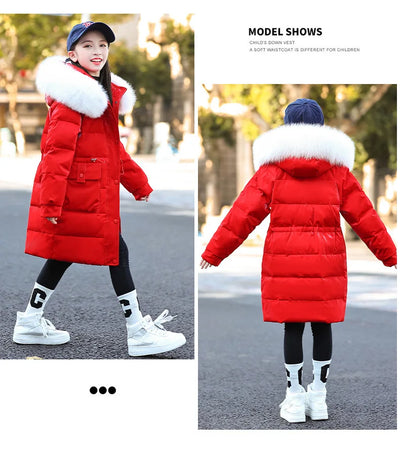 2024 Winter Thicken warm Down jacket Girls clothing kids toddler girl clothes Parka Hooded Children Outerwear Coats snow suit