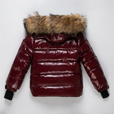 2024 Children Boy Winter Down Jacket Real Fur Waterproof Shiny Girl Winter Coat 1-14 Year Kids Teenager Outerwear Toddler Outfit